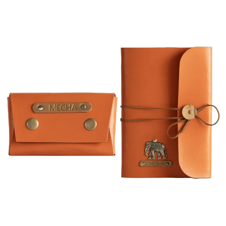 Personalized A5 Vegan Leather Diary and Visiting Card Holder